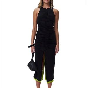 Simon Miller mesh 2 layer dress size L black/neon green. Brand new with tags.